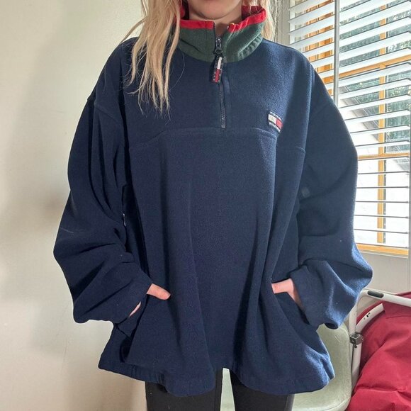 Vintage Tommy Hilfiger Fleece Quarter-Zip Pullover – Colorblock Collar